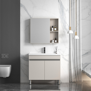 Mueble de tocador de baño de pie de aluminio moderno con juego de inodoro y lavabo-para hoteles - Product Image 5
