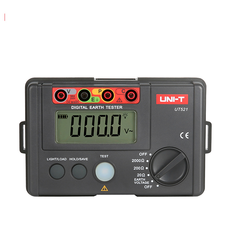 UNI-T UT521 Digital Insulation Earth Resistance Tester Data Hold Storage Current Ohm Ammeter LCD Backlight Low Voltage Display