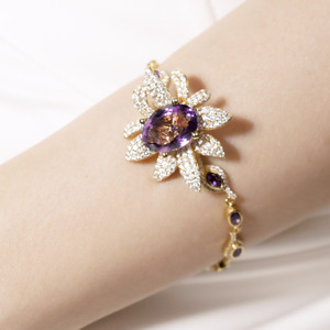 Nuevo diseño beGems 14K/18K oro italiano pulsera de lujo con amatista natural símbolo de amor eterno joyería para mujer - Product Image 4