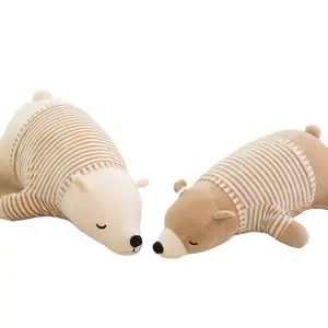 Aifei Đồ chơi siêu dễ thương mềm động vật biển mặc quần áo sọc gấu bắc cực Búp bê đồ chơi sang trọng ghế sofa ngủ Gối quà tặng