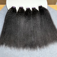 Extensions de cheveux humains lisses et crépus en gros, lots de cheveux naturels noirs 12A, tissage de cheveux lisses Yaki, extensions de cheveux humains