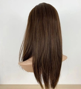 Parrucca con Taglio a Strati Colore Balayage Marrone Medio, 100% <span class=keywords><strong>Capelli</strong></span> Vergini Slavici, Nodi Singoli, Top in Pizzo HD, Fodera in Seta, Taglie Piccole e Grandi - Product Image 4