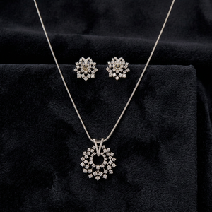 Designer Inspired Classic Cubic Zirconia Pendant & Earring <b>Set</b> for <b>Women</b> Rhodium Plated Wedding Engagement Party Jewelry - Product Image 3