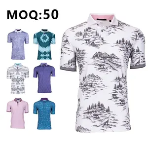 カスタムロゴ刺繍高級高品質ストレッチ伸縮性プリントゴルフウェアポロTシャツユニセックス男性と女性の2色