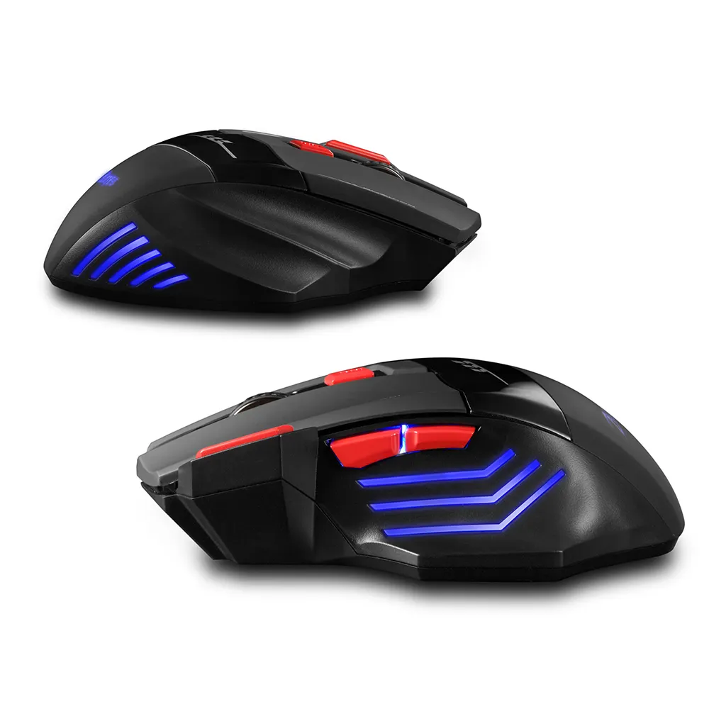 ZELOTES F-14S Rechargeable Wireless Optical Mouse Mice with LED Blue Backlit Customizable Game Mouse