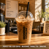 Gobelet à café en plastique transparent jetable avec couvercle, imprimé avec un logo personnalisé, qualité alimentaire, 12, 14, 16, 20, 24 oz, pour matcha glacé