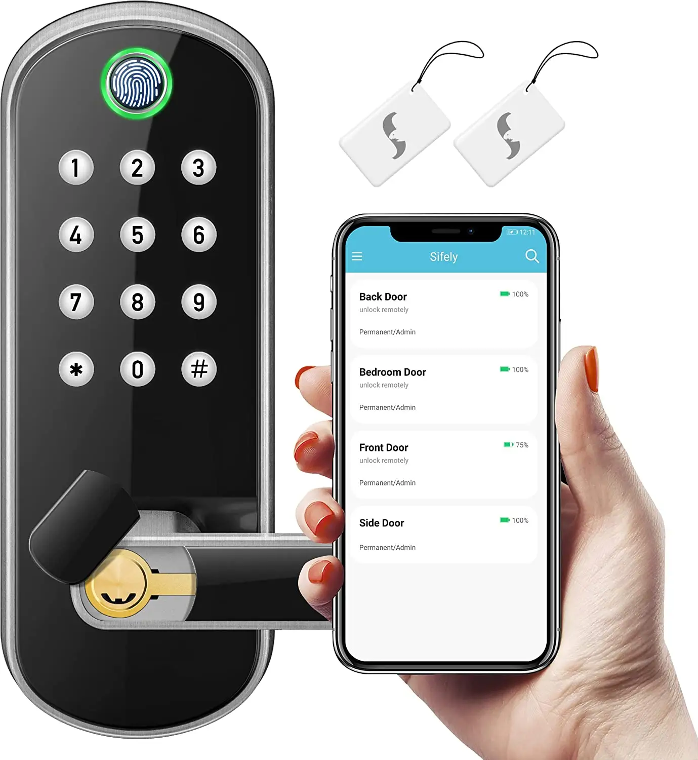 Glomarket Smart Home Security Digital Lock Tuya Wifi Keyless Fingerprint Biometric Intelligent Door Lock