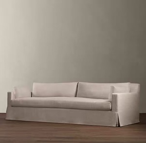 Sofá de algodón y lino en estilo <span class=keywords><strong>vintage</strong></span> de campo francés-Tela lavable RH para sala de estar, apartamento, hotel y habitaciones de hotel. - Product Image 1