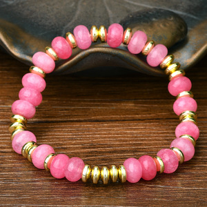 Nuovo cristallo caldo Rondle perline oro distanziatore bracciali elasticizzati donne Boho colorato abaco perline pietra naturale Yoga bracciali regalo - Product Image 4