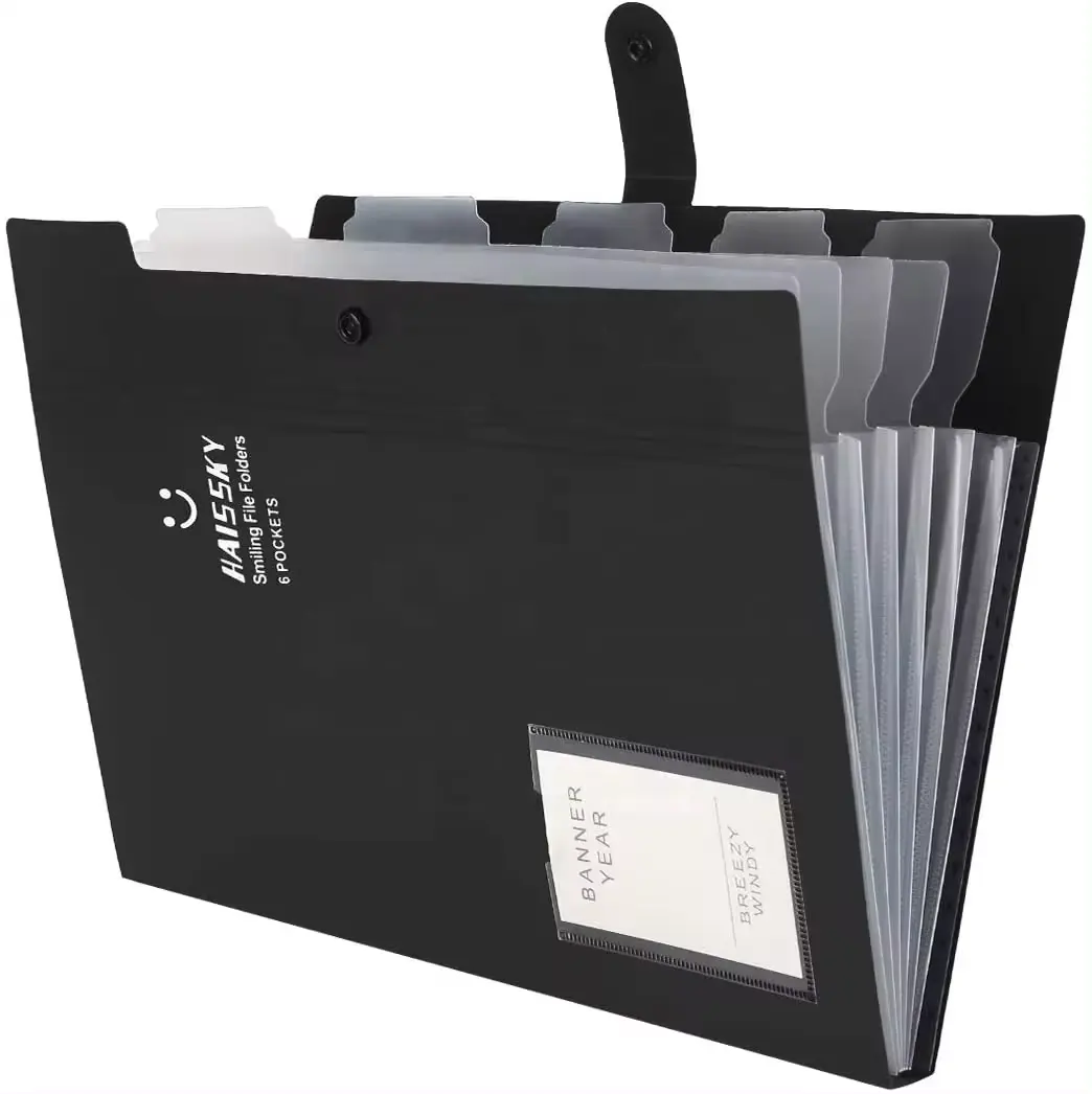 Classeur extensible format lettre A4 personnalisé avec 6 poches comme organisateur de papier de dossier d'accordéon