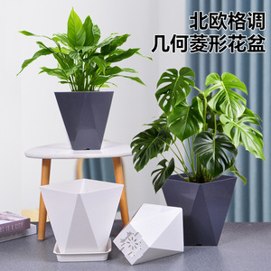 Nordic Geometric Resin Flower <b>Pot</b> With Drainage Hole For Indoor Plants Home Decor - Product Image 3