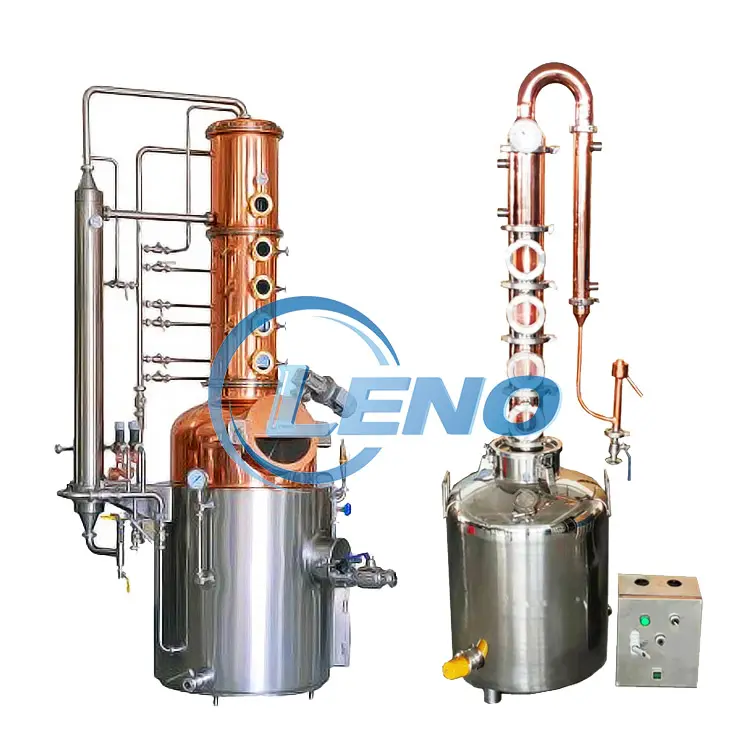 LENO Price Liquor Distillation Micro Column Alembic SS304 T2 Copper Pot Still 50L 100L 200L Home Moonshine Alcohol Distiller