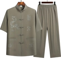 Herrenjacke im chinesischen Retro-Stil mit Stehkragen aus Wildleder, Tangzhuang-Anzug für Frühling und Herbst, Pan-Knopfverschluss, flache HanFu Cheongsam-Jacke