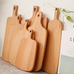 Planche à découper rectangulaire en bois de hêtre massif avec poignée pour la préparation des aliments en cuisine - Product Image 5