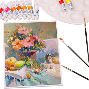 Premium 24 tubi 12 Ml Set di vernice acrilica in scatola di carta Wtih 3 <span class=keywords><strong>pennelli</strong></span> per artisti <span class=keywords><strong>e</strong></span> 1 Palette di plastica per principianti <span class=keywords><strong>e</strong></span> artisti - Product Image 6