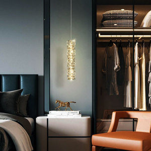 Single Head Luxury <b>Crystal</b> <b>Chandelier</b> AC Postmodern Minimalist Design LED Adjustable Height Easy Installation Master Bedroom - Product Image 4