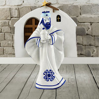 Figurine en résine peinte à la main, écologique, bleu et blanc, représentant un Scribe, accessoire de crèche, sculpture, décoration d'intérieur catholique chrétienne, artisanat