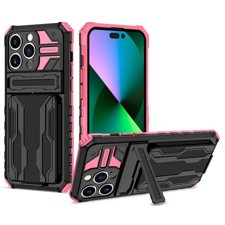 Street Fashion Design Rugged Hybrid Drop Resistant Hard PC Phone Case Card Holder Cellphone Cover for Iphone 14/14 pro/14 max/14