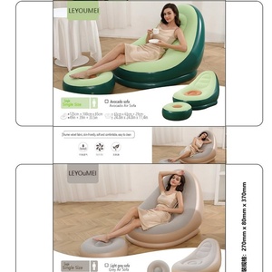 New Avocado <b>Inflatable</b> <b>Sofa</b> Portable PVC Flocking Foldable Recliner Outdoor <b>Sofa</b> Stirrups Combination Can Be Customized - Product Image 5
