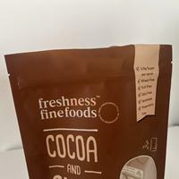 Sac imprimé refermable personnalisé, sachet debout avec fermeture éclair pour cacao et granola de chia, poudre de noix, lait de soja en poudre