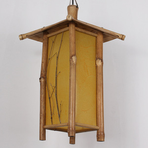 Lampe suspendue carrée en bambou japonais, Led E27, commande par interrupteur, pour salon de thé, restaurant, éclairage Zen, 40x37cm, 40x52cm - Product Image 4