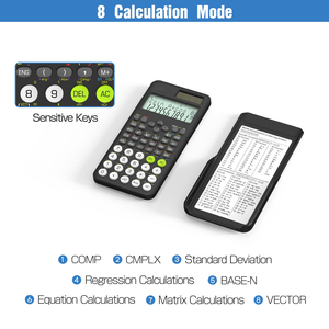 Calculatrice scientifique à 417 fonctions, papeterie de bureau, 12 chiffres, piles bouton, calculatrices électroniques à usage général - Product Image 4