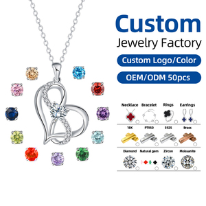 Collier Cœur Infini avec 12 Pierres de Naissance en Zircon Cubique, Pendentif en Laiton, Cadeau Fête des Mères et Saint-Valentin, Livraison Directe - Product Image 1