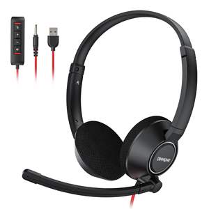 Auriculares BINNUNE BH03, Auriculares Ligeros para Negocios con Micrófono con Cancelación de Ruido para Computadora, Auriculares con Cable Supraaurales - Product Image 1