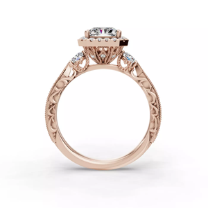 แหวนหมั้นเพชรทรงรัศมี 14K โรสโกลด์ แบบคลาสสิก ประดับเพชรรอบด้าน รับสั่งทำขายส่ง พร้อมใบรับรอง GIA สำหรับผู้หญิง - Product Image 2