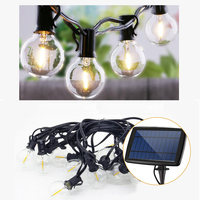Guirnalda de Luces Solares para Exteriores, Impermeables, con 25 Bombillas LED G40 S14, para Navidad, Bodas, Patio, Jardín, Hotel