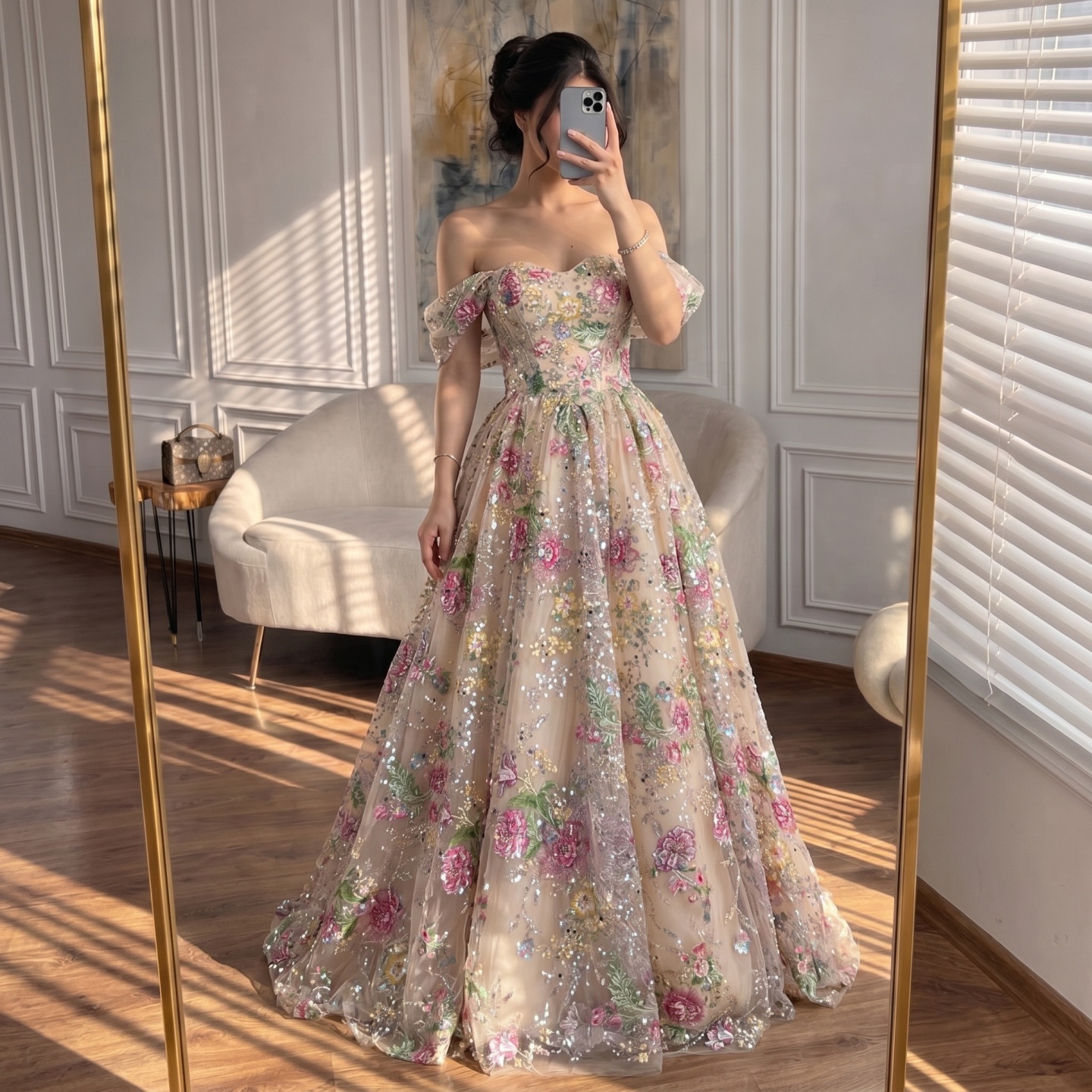 Nude Colours Dresses - Elegant Floor-Length Party Style