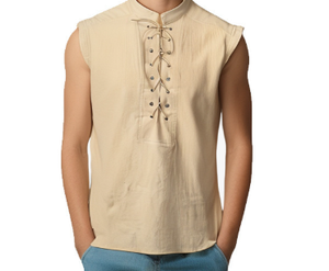 Camisa sin mangas gótica medieval de Steampunk vikingo renacentista pirata para hombre, disfraz bárbaro - Product Image 2