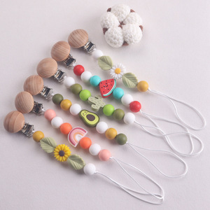 Sucette de bébé en silicone anti-goutte de fruits de dessin animé avec jouet en chaîne de <span class=keywords><strong>marguerite</strong></span> chaîne de sucette de gomme pratique et mignonne - Product Image 2