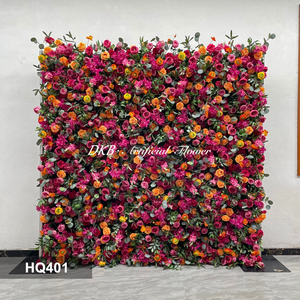 ผนังดอกไม้ประดิษฐ์ผ้าไหมสี่เหลี่ยมสั่งทำจากโรงงาน DKB ขนาด 8 ฟุต x 8 ฟุต สำหรับฉากหลังงานแต่งงานและตกแต่งงานปาร์ตี้ - Product Image 3