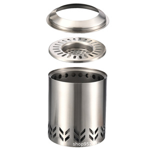 Poêle à bois portable en acier inoxydable KZ-X130, 13 cm, foyer de camping extérieur, poêle de table sans fumée, couleur argent - Product Image 3