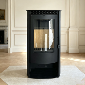 <span class=keywords><strong>Poêle</strong></span> <span class=keywords><strong>à</strong></span> <span class=keywords><strong>bois</strong></span> durable de style européen, finition noire mate, avec base de rangement pour bûches, pour salon - Product Image 2