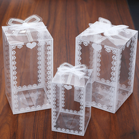 En gros Dentelle Clair Emballage DE Boîte De PVC De Mariage/De Faveur De Noël Gâteau Chocolat Bonbons Pomme Cadeau Événement Transparent Boîte/Étui