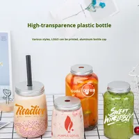 Taza desechable de plástico PET en forma de U para té y jugo de leche, tapón de rosca de 500ml, contenedor de bebidas con logotipo personalizado