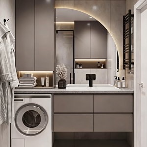 Mueble de Baño Flotante de Madera Maciza Impermeable BALOM, Lavabo de Cerámica sin Costuras, Garantía de 5 Años, Fácil de Limpiar, Duradero para el Hogar - Product Image 1