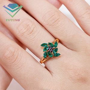 Bague en or 10K 14K avec tsavorite vert foncé taille marquise et saphir cultivé en laboratoire CVD/HPHT du Sri Lanka – Cadeau d'anniversaire ou de mariage - Product Image 2