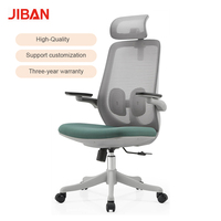 Chaise de bureau ergonomique en maille vert clair avec appui-tête et accoudoirs réglables, pivotante et inclinable, design moderne pour la maison, l'atelier, vente en gros