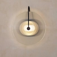Nouvelle applique murale LED créative pour chambre à coucher, salon, escalier, couloir, en verre noir et or, en forme de cercle