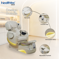 Chaise de spa pédicure de massage électrique de couleur personnalisable avec base en fibre de verre et pompe de drainage pour main courante et éclairage ambiant