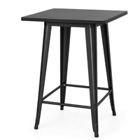 Table de bar industrielle en métal GDRS, 23,6x23,6x41,7 pouces, carrée, noire, haute, pour café, bar à domicile, livraison aux États-Unis