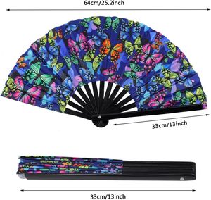 NEW UV butterfly Large Folding Fan UV Glow Clack Fan for EDM Music Festival Club Event Party Dance Performance Gift - Product Image 5