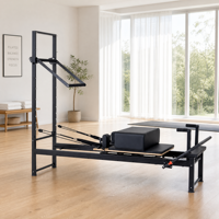 Reformer Pilates Demi-Tour en Acier Carbone avec Chariot Rotatif à 360 Degrés, Cadre Robuste, Équipement de Fitness Multifonctionnel