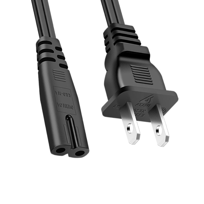 NEMA 110v Preto 1-15p C7 2G 18awg 1.2M Cabo de alimentação CA para cabo de luz