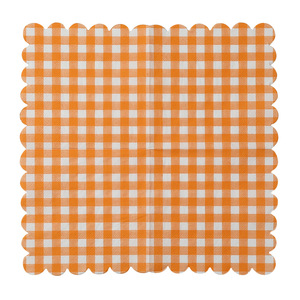 <b>Orange</b> Checkered <b>Paper</b> Napkins 25x25 Cm Disposable Birthday Party Decorations Three Layer - Product Image 5