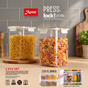 ANAX Airtight <b>Plastic</b> <b>Food</b> Storage <b>Containers</b> Square Canister 2 PCS Set with Lid Stackable Kitchen Pantry Bin for Dry <b>Food</b> 2200M - Product Image 2