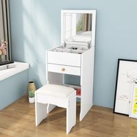 Meuble de rangement moderne à rabat avec coiffeuse intégrée, multifonctionnel pour chambre à coucher, petit appartement, table de maquillage de chevet